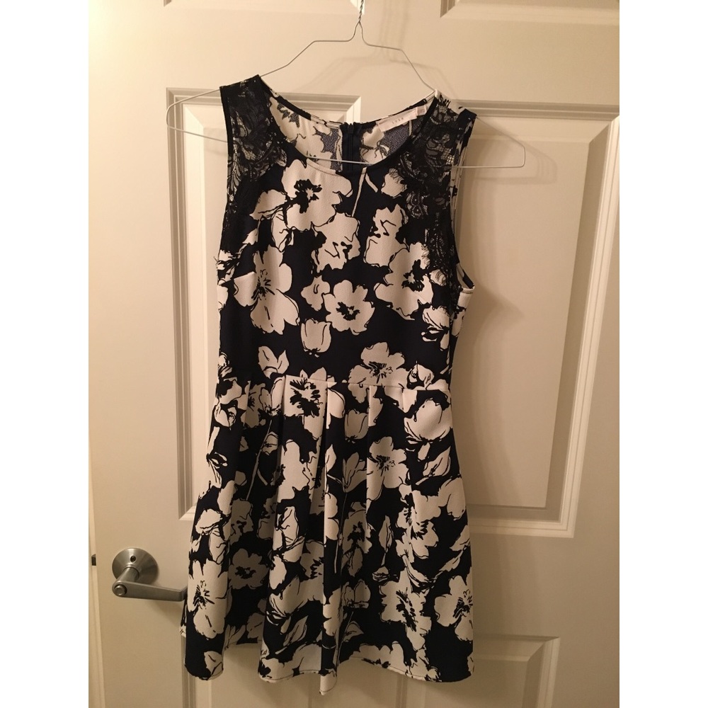 Navy and white flower dress